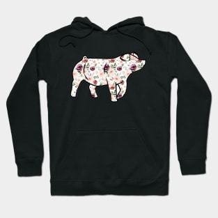 Watercolor Floral Pig Silhouette 1 - NOT FOR RESALE WITHOUT PERMISSION Hoodie